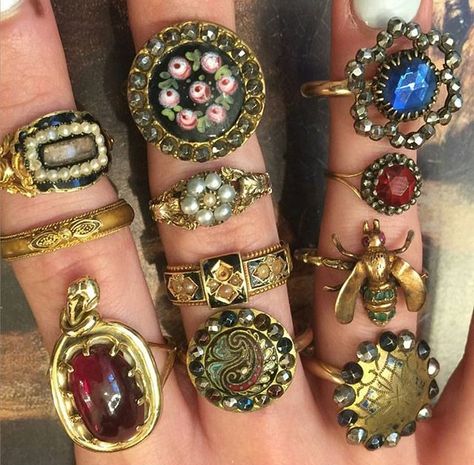 Wondering about the lives of the women who wore these rings. Indian Old Jewelry, Ornate Collectible Ring Jewelry, Luxury Vintage Crystal Ring, Antique Ethnic Jewelry, Victorian Brass Jewelry Vintage Collection, Jewelry Tattoo, Jewelry Accessories Ideas, Dope Jewelry, Jewelry Lookbook