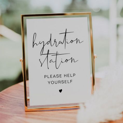 ADELLA Modern Minimalist Hydration Station Sign Invitation Hydration Station Sign, Flip Flop Sign, Open Bar Sign, Wedding Memorial Sign, Wedding Announcement Cards, Hydration Station, Modern Minimalist Wedding, Drink Station, Memorial Signs