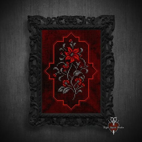 Flowers From the Vampires Boudoir Gothic Cross Stitch Pattern Dracula Vampire Cross Stitch Goth Victorian Cross Stitch Digital PDF - Etsy Polska Gothic Cross Stitch, Victorian Cross Stitch, Goth Victorian, Vampire Dracula, Unique Cross Stitch, Gothic Cross, Gothic Crosses, Victorian Gothic, Gothic Art