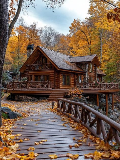 Log Cabin Log Cabin In Woods, Cabin Building Plans, Log Cabin Houses, Log Cabins Exterior, Log Cabin House, Cabin Style Homes, Pretty Nature Pictures, Log Houses, Mountain Trip