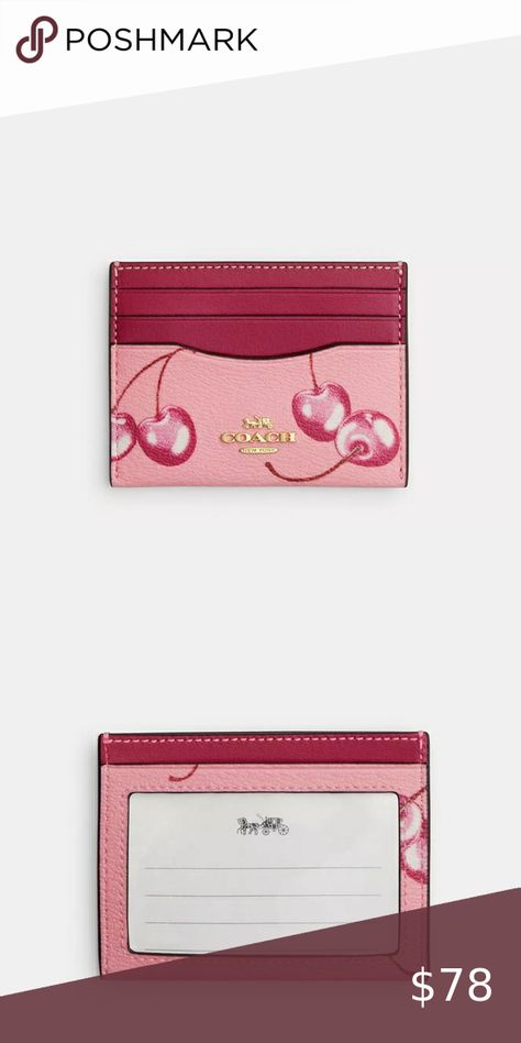 Coach Slim Id Card Case With Cherry Print Coach Cherry Wallet, Dream Style, Cherry Print, Card Holder Wallet, Coach Handbags, Card Case, Card Holder, Cherry, Wallet