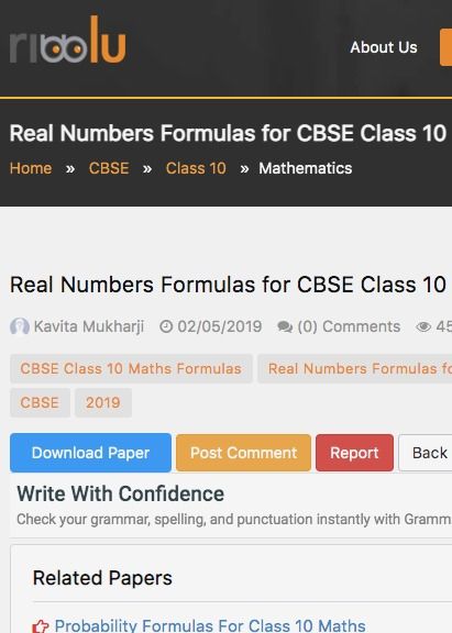 Real Numbers Formulas for CBSE Class 10 Cbse Class 10, Previous Year Question Paper, Sample Board, Real Numbers, Math Formulas, Sample Paper, Board Exam, Exam Papers, Class 10