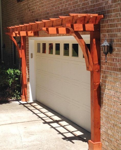 Attached Redwood Arbor Kit that Perfectly Complements your Garage Rinnovo Garage, Garage Arbor, Garage Trellis, Door Pergola, Garage Pergola, Best Garage Doors, Arbors Trellis, Garage Door Design, Garage Remodel