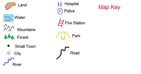 Basic map key symbols for kids. These could be used for geography lessons or pirate map crafts. No link, just the picture. Map Key Symbols, Social Studies Maps, Map Key, Pirate Map, Cardinal Points, Social Project, Toddler Organization, Map Signs, Geography Activities