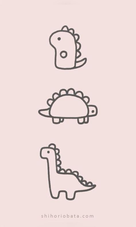 Inspo Easy Drawing, Simple Cute Dinasour Drawing, Simple Doodles Dinosaur, Cute Simple Drawing Ideas Sketches, Easy Dino Drawings Simple, Cute Doodles Dinosaur, Drawing Ideas Easy Doodles Animals, Cute Drawings To Draw Easy, Drawing Cute Animals Easy