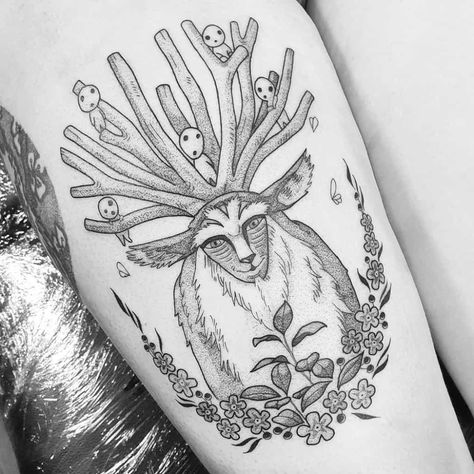 Top 53 Best Princess Mononoke Tattoo Ideas - [2020 Inspiration Guide] Princess Mononoke Tattoo, Studio Ghibli Tattoo, Spirit Tattoo, Ghibli Tattoo, Princess Tattoo, Forest Tattoos, Spooky Tattoos, Tattoo Project, Forest Spirit