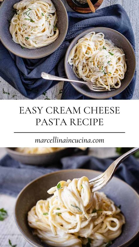 If you're short on time but still want to whip up a quick and tasty pasta dish, give Cream Cheese Pasta a try. It's absolutely delicious! #CreamCheesePasta #CreamCheesePastaRecipe #PastaWithCreamCheese Creamy Pasta With Cream Cheese, Cream Cheese Pasta Recipes, Pasta Without Cheese, Easy Cream Cheese Pasta, Cream Cheese Pasta Sauce, Four Cheese Pasta, Cream Cheese Pasta, Cheese Pasta Recipes, Cheese Sauce For Pasta