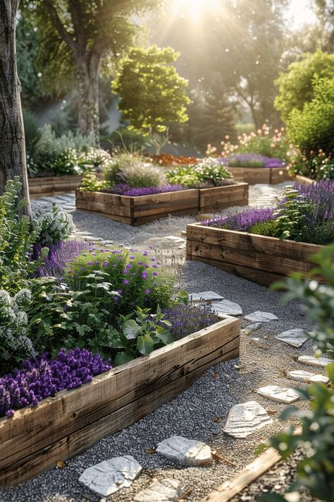 Lavender And Herb Garden, Hippie Garden Ideas, Stone Pathways, Moonlight Garden, Hippie Garden, Backyard Garden Layout, Bohemian Garden, Dream Landscape, Fragrant Garden