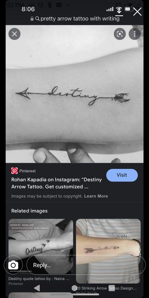 Destiny Tattoo Ideas, Destiny Tattoo, Arrow Tattoo Design, Snake Tattoo Design, Arrow Tattoo, Small Hand Tattoos, Tattoo Designs And Meanings, Snake Tattoo, Word Tattoos