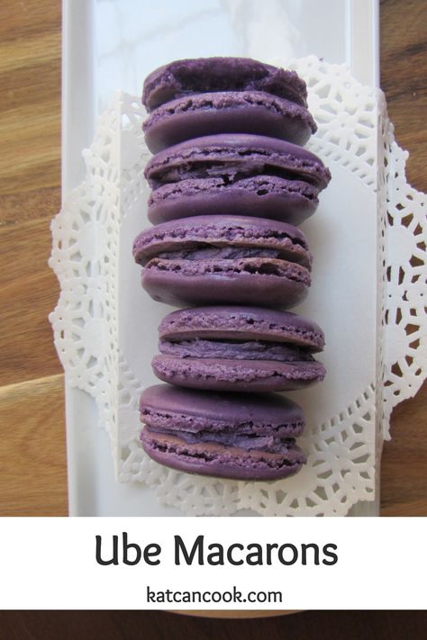 Ube Macarons Recipe, Purple Recipes, Macaron Recipes, French Macarons Recipe, Macarons Recipe, 25 Birthday, Filipino Cuisine, Macaron Flavors, Purple Yam