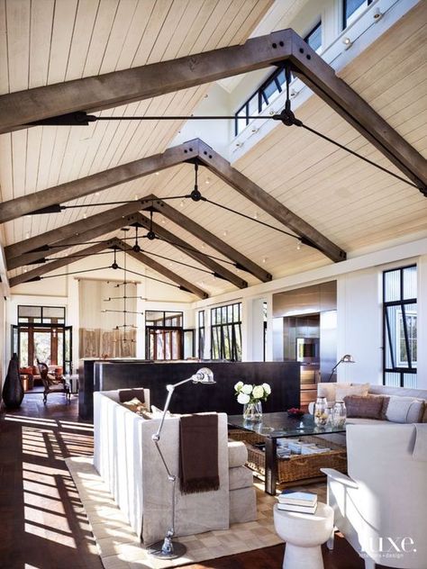 Roof Truss Design, Windsor Homes, Metal Beam, Industrial Home Design, Architectural Materials, Steel Trusses, Roof Trusses, Luxe Interiors, Industrial House