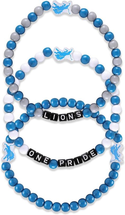 Amazon.com : FOCO Detroit Lions NFL 3 Pack Beaded Friendship Bracelet : Sports & Outdoors Beaded Friendship Bracelets, Fan Bracelet, Cardinals Nfl, Friendship Bracelets With Beads, Nfl Teams Logos, Team Wear, Detroit Lions, Nfl Teams, Friendship Bracelet Patterns