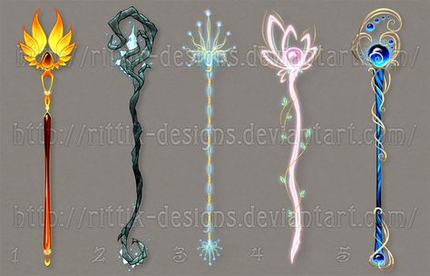 Staff adopts 37 (CLOSED) by Rittik-Designs Magic Wand Drawing, Water Mage, Magical Staff, Staff Magic, Piskel Art, Elemental Magic, Fantasy Props, Anime Accessories, Magical Jewelry