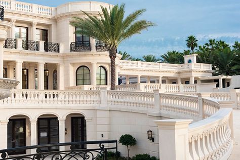 It was only a matter of time before La Palais Royal, a massive 60,500-square-foot estate in Hillsboro Beach in Florida, returned to the market. The property first appeared for... Florida Mansion, Marble Staircase, Iron Railings, Entrance Gate, Mansion Designs, Dream Mansion, Mega Mansions, Celebrity Homes, Palace Of Versailles