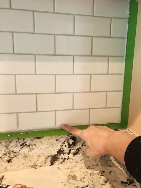 Installing A Subway Tile Backsplash For $200 | Young House Love Subway Tile Kitchen Backsplash, Espresso Kitchen Cabinets, Tile Kitchen Backsplash, Espresso Kitchen, Subway Tile Backsplash Kitchen, Unique Backsplash, Kitchen Design Diy, Subway Tile Kitchen, Young House