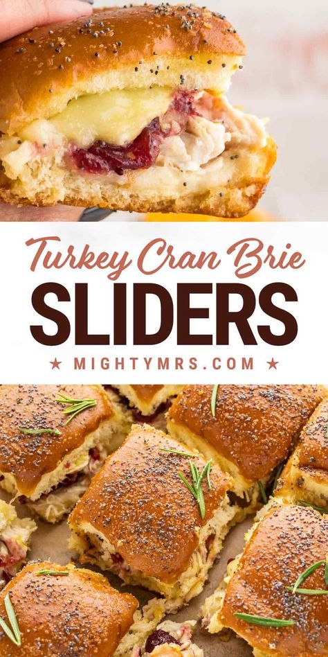 Turkey Cran Brie Cheese Sliders Ham And Cranberry Hawaiian Roll Sliders, Turkey Brie Sliders, Turkey Hors D’oeuvres, Holiday Foods Thanksgiving, Turkey And Brie Sliders, Turkey Cranberry Brie Sliders, Turkey Brie Cranberry Sliders, Hawaiian Roll Sliders Thanksgiving, Turkey Crescent Roll Ups