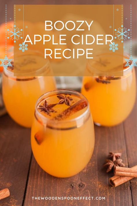 This easy to make Boozy Apple Cider will make you feel cozy from the inside out. Each sip will warm you with flavors of cinnamon, orange, apple, cloves, ginger, and brandy. Serve this delicious mulled cider at all your holiday or Christmas parties and get-togethers for an easy winter cocktail. Read now or pin for later! Apple Cider With Alcohol, Boozy Apple Cider, Apple Cider Alcohol, Cider Drink Recipes, Easy Winter Cocktails, Apple Party, Easy Sangria Recipes, Apple Cider Drink, Mulled Apple Cider