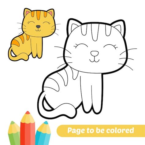 Color Books For Preschool, Coloring Book Animals, Coloring Animals For Kids, Drawing Worksheets For Kids, Cat Drawing For Kids, Coloring For Toddlers, Coloring Books Kids, Easy Coloring Pages For Kids, Toddler Activity Book