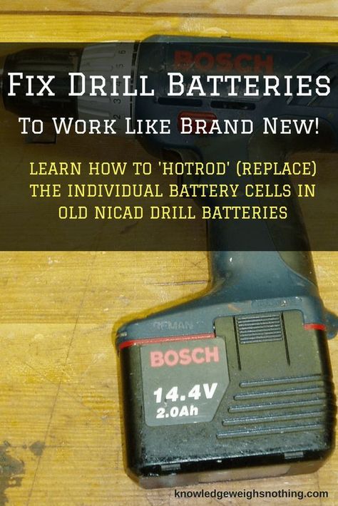 Cordless Drill Batteries, Battery Hacks, Ryobi Battery, Plan Garage, Recondition Batteries, Batteries Diy, Battery Repair, Battery Recycling, Cordless Tools