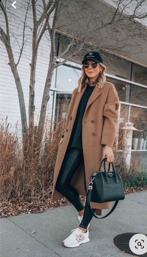 Camel Coat Outfit Winter Style, Becky Hillyard, Camel Coat Outfit, December Outfits, Trainers Outfit, Cella Jane, New Balance Outfit, Mum Fashion, Winter Fashion Outfits Casual