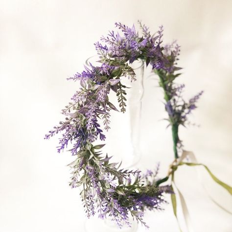 Lavender Flower Crown Faux Lavender Garden Floral Crown | Etsy Lavender Flower Crown, Bridal Shower Wreaths, Daisy Flower Crown, Handmade Flower Crown, Crown Handmade, Blush Bridal Bouquet, Bridal Floral Crown, Bridal Bouquet Peonies, Farmhouse Style Wreath