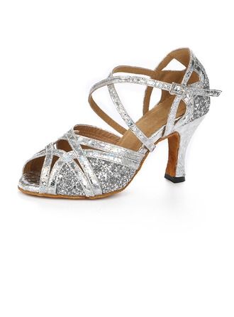 Women's Sparkling Glitter Heels Sandals Latin With Ankle Strap Dance Shoes  #109231, JJsHouse.com Party Dancing, Ballroom Dance Shoes, Latin Dance Shoes, Shoes Teen, Glitter Heels, Buy Shoes Online, Heeled Sandal, Womens Athletic Shoes, Nike Shoes Women