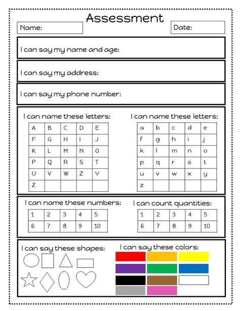 Preschool Assessment Forms Free Printable 9BA Formative Assessment Ideas Kindergarten, Preschool Assessment Form Free Printable, Prek Assessment, Preschool Assessment Forms, Preschool Checklist, Letter Assessment, Preschool Portfolio, Daycare Printables, Rhyming Worksheet