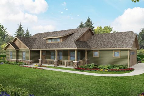 3/2.5 - bedrooms on one side but separated by laundry, open layout, basement option Craftsman Ranch, Ranch Homes, Ranch House Plan, Ranch Style House Plans, Country Craftsman, Ranch Style Homes, Ranch House Plans, Ranch Style Home, Floor Framing