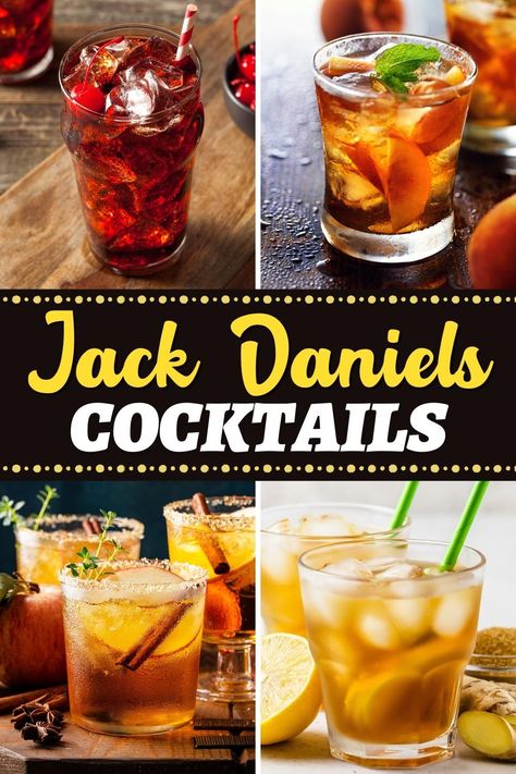 A little oaky, kind of nutty, and full of subtle caramel notes, these easy and delicious Jack Daniel's cocktails go way beyond the typical Jack and Coke. Mix Drinks Alcoholic Recipes, Drinks To Make With Jack Daniels, Mixed Drinks With Jack Daniels, Jack Daniel Cocktail Recipe, Jack Daniels Old Fashioned, Mixed Drinks Alcoholic Whiskey, Jack Daniels Fire Drinks, Cocktails With Jack Daniels, Jack Daniel’s Cocktails