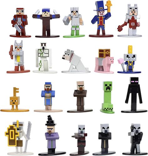 Amazon.com: Jada Toys Minecraft Dungeons Nano Metalfigs 1.65" Die-cast Collectible Figures 20-Pack Wave 4, Toys for Kids and Adults Silver Arch Illager, Minecraft Dungeons, Iron Golem, Home Bookshelves, Minecraft Toys, All Minecraft, Minecraft Characters, Minecraft Party, Puzzle Shop