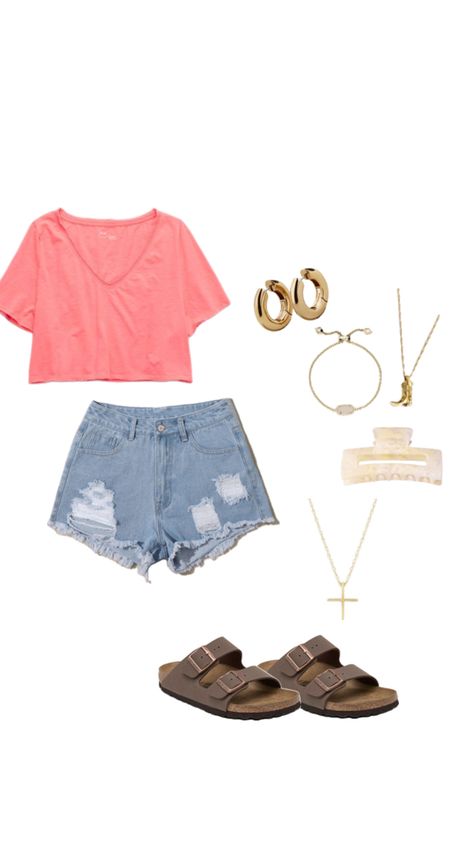 aesthetic casual outfit inspo inspiration jean shorts outfit school outfit inspo Outfits With Birkenstocks, Birkenstock Outfit, Outfit Inspo Casual, Aesthetic Outfit, School Outfit, Fitness Inspo, Casual Outfit, Hanging Out, Birkenstock