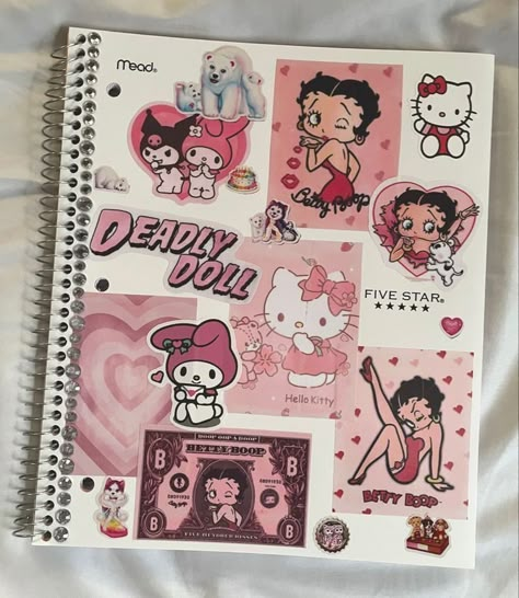 Sanrio Sketchbook Cover, Hello Kitty Sketchbook Cover, Hello Kitty Journal Ideas, Hello Kitty Sketchbook, Cute Sketchbook Covers, Hello Kitty Scrapbook, Hello Kitty Journal, Sketch Book Cover Ideas, Sketchbook Cover Ideas