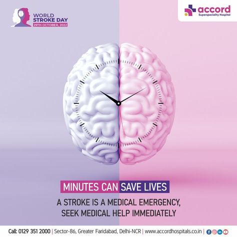 Minutes Can Save Lives A Stroke is a Medical Emergency, Seek Immediate Medical Assistance. Call at 8595903080 #stroke #strokerecovery #strokeawareness #neurologist #Accord Healthcare Ads, Medical Posters, Medical Emergency, Happy Birthday Design, Indian Wedding Invitation Cards, Pharmacy Design, Creative Interior Design, Social Media Advertising Design, Graphic Design Flyer