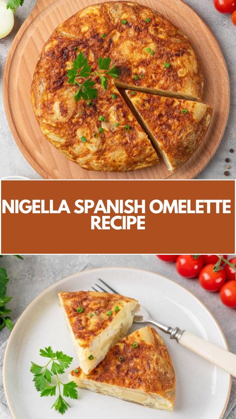 This easy Spanish Omelette (Tortilla Española) is a quick and delicious meal that’s both comforting and satisfying. Made with crispy potatoes and caramelized onions, it’s a simple, yet flavorful dish you can customize with tomatoes and green onions. Perfect for any meal, this recipe is a must-try from Nigella Lawson. Tortilla Espanola Recipe, Spanish Omelette Recipe, Omelette Tortilla, Spanish Tortilla Recipe, Spanish Potatoes, Brunch Party Recipes, Nigella Lawson Recipes, Spanish Tortilla, Spanish Omelette