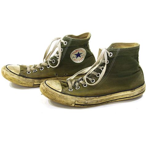 80s Converse High Top Sneakers in Olive Green Vintage 1980s Thrashed... ($46) ❤ liked on Polyvore featuring shoes, sneakers, olive green shoes, hippie shoes, vintage 80s shoes, vintage high top sneakers and rockabilly shoes 80s Converse, 80s Sneakers, Olive Green Sneakers, Rockabilly Shoes, Olive Green Shoes, Olive Sneakers, Hippie Shoes, 80s Shoes, Converse Classic