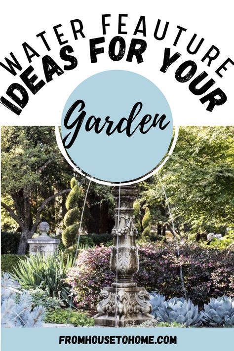 I love these easy DIY water features for the yard! I only have a small area in my garden to add a pondless water fountain and I'm going to use one of these ideas. | Gardening Water Features For The Yard, Wall Water Features, Ground Water Feature, Water Feature Ideas, Japanese Inspired Garden, Hanging Bird Bath, Sculpture Fountain, Diy Water Feature, Mini Waterfall