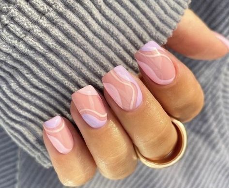 Round Square Nail Designs, Cute Nail Designs For Natural Nails, 2023 Nail Trends Square, Short Square Spring Nails, Unghie Sfumate, Lilac Nails, Press On Nails Short, Casual Nails, Work Nails