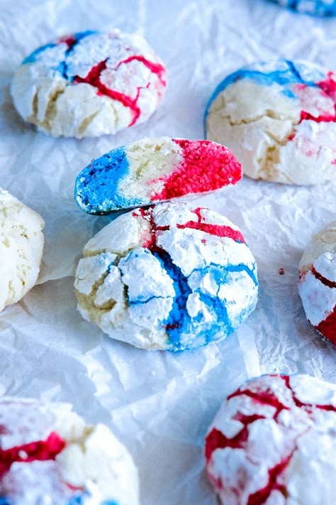 4th Of July Crinkle Cookies, 4th Of July Sprinkle Cookies, 4th Of July Pinwheel Cookies, Fourth Of July Bake Sale Ideas, 4th Of July Snacks And Desserts, Baking Recipes 4th Of July, 4th Of July Cookies Easy, Forth Of July Cookie, 4th Of July Desserts Cookies