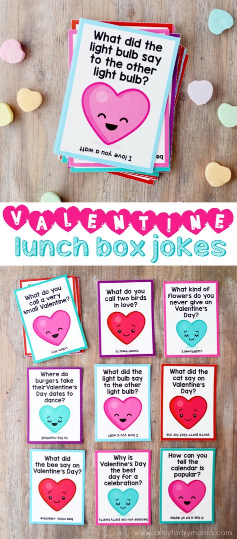 Free Printable Valentine Lunch Box Jokes at artsyfartsymama.com Valentine Lunch, Valentine Jokes, Lunchbox Jokes, Printable Valentines Day Cards, Happy Hearts Day, Printable Valentines Cards, Printable Valentine, Valentines Day Food, Valentines Printables Free