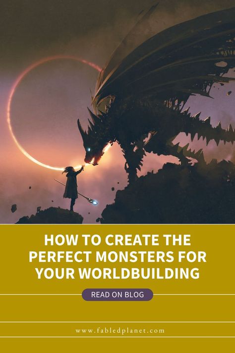 Decorative image with text overlay 'How to create the perfect monsters for your worldbuilding' How To Create Fantasy Creatures, Worldbuilding Tips, Fictional Creatures, How To Breathe, Fantasy Writer, Fantasy Creatures, Writers, Planets, To Create