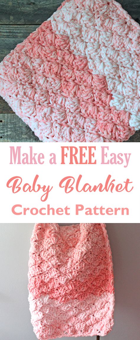 Blanket Yarn Crochet, Chunky Crochet Baby Blanket, Baby Blanket Crochet Pattern Easy, Bernat Baby Blanket Yarn, Baby Afghan Crochet Patterns, Crocheted Baby Blanket, Crochet Baby Blanket Free Pattern, Easy Baby Blanket