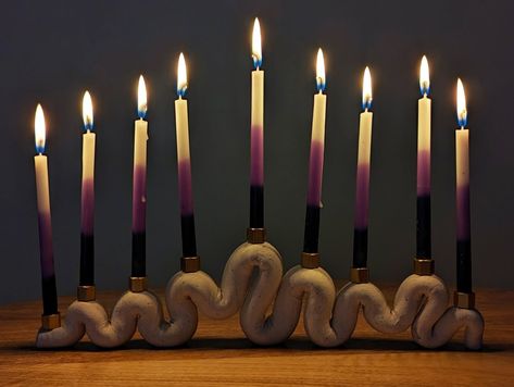 DIY, Air Dry Clay, Hanukkah, Menorah, DIY Menorah, Candle Holder, DIY Candle Holder, Diy Clay Menorah, Diy Hanukkah Menorah, Air Dry Clay Menorah, Menorah Clay, Clay Menorah, Ceramic Judaica, Funky Ceramics, Diy Menorah, Ceramic Menorah