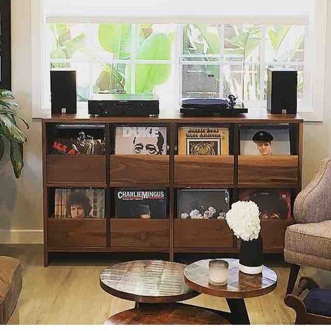 Vinyl cabinet install for @vinvescio looking right at home in LA. Let the get… Lp Regal, Vinyl Cabinet, Vinyl Record Furniture, Vinyl Record Cabinet, Turntable Furniture, Vinyl Shelf, Vinyl Room, Record Room, Record Shelf