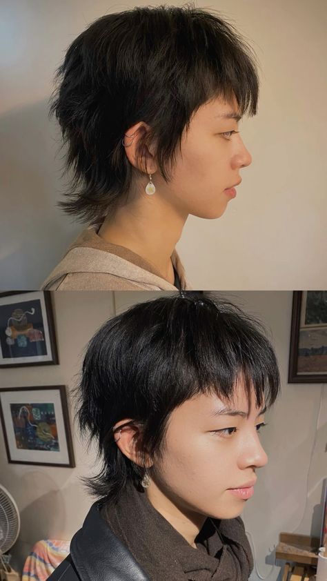 Short Mullet Round Face, Pixie Cut Asian Hair, Short Mullet Cut, Pixie Haircut Asian, Short Mullet Straight Hair, Pixie Haircut Straight Hair, Pixie Mullet Haircut, Short Mullet Hair, Mod Haircut Women