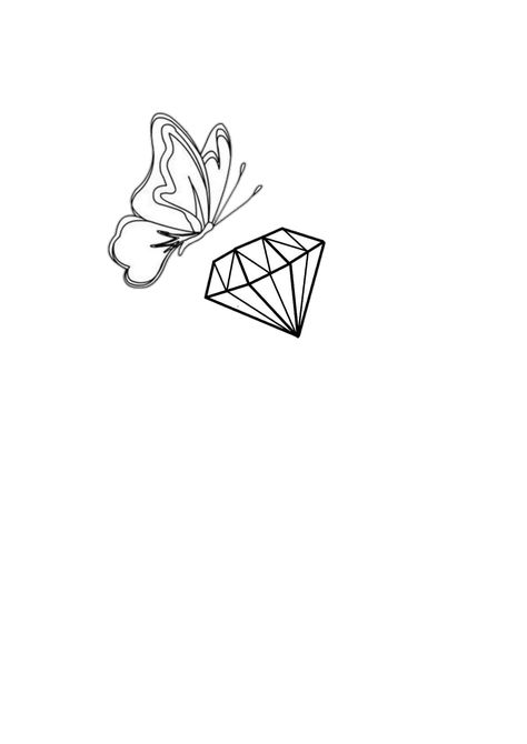 Tatoos Diamond Ideas, Butterfly And Diamond Tattoo, Diamond Tattoo Designs, Diamond Tattoo, Heaven Tattoos, Diamond Tattoos, Line Art Drawings, Butterfly Tattoo, Diamond Gemstone