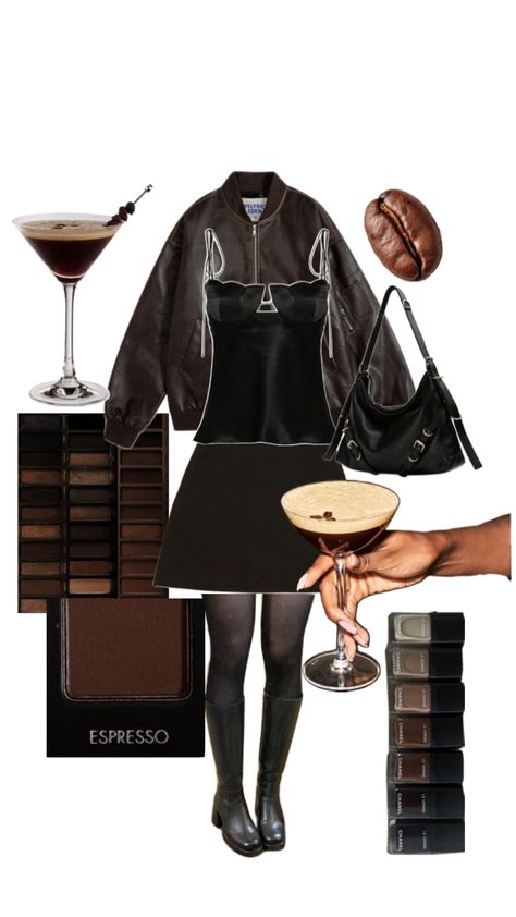 dress up as your cocktail party outfit ideas Espresso Martini Party Outfit, Cocktail Costume Halloween, Espresso Martini Aesthetic Outfit, 23rd Birthday Outfits, Espresso Martini Costume, Espresso Martini Outfit, Cocktail Party Outfit Ideas, Martini Costume, Birthday Dinner Outfit Ideas