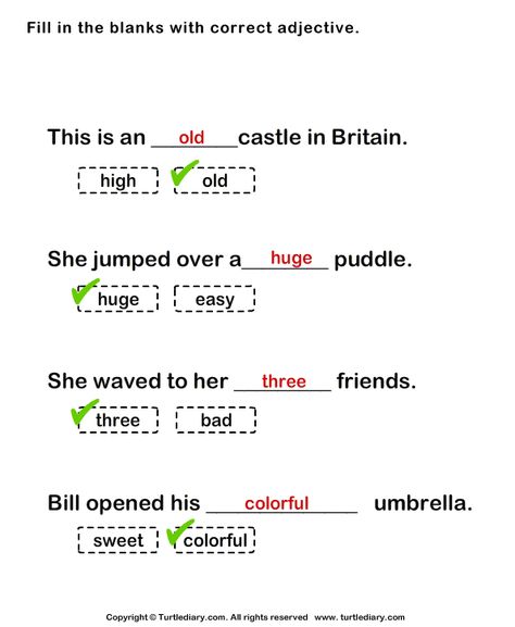 Fill in the Blanks with Adjectives Answer Ela Worksheets, Complete Sentences, Study Tools, Three Friends, The Picture, Look At