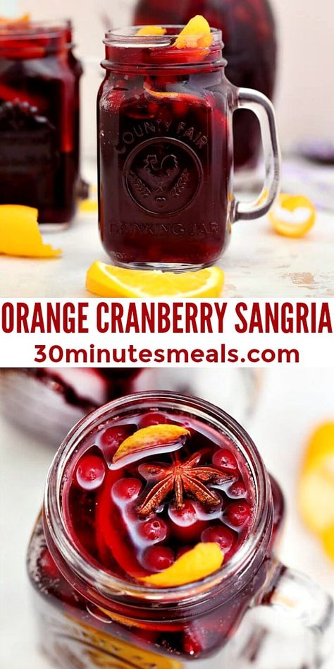 Spiced Sangria, Thanksgiving Sangria, Cranberry Sangria, Cranberry Juice Cocktail, Orange Cranberry, Sangria Recipe, Delicious Drink Recipes, Boozy Drinks, Sangria Recipes