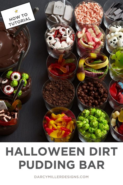 Get ready for a scare-tastically good time with this spook-tacular Halloween recipe! 👻 Our Halloween Dirt Pudding Bar is a fun and easy treat that is sure to impress your spooky celebration! 😋 Dive into a rich chocolatey dirt base filled with sweet pudding, candy, and cream cheese topping. Don't miss out on this must-try delight! 🎉 Halloween Chocolate Pudding, Dirt Cup Halloween, Make Your Own Dirt Cup Bar, Halloween Cup Dessert, Spooky Dirt Cups, Halloween Dirt Cake Cups, Halloween Pudding Cups, Halloween Dirt Pudding, Halloween Dirt Cups