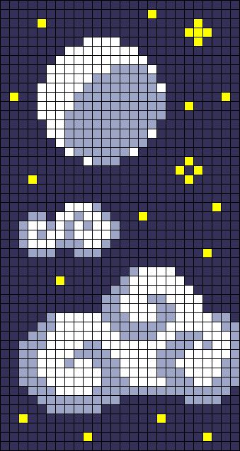 Alpha pattern #107246 | BraceletBook Cloud Grid Pattern, Cloud Cross Stitch Pattern, Celestial Alpha Pattern, Night Sky Crochet, Celestial Pixel Art, Alpha Pattern 2 Color, Blue Alpha Pattern, Sun And Moon Pixel Art, Moon Alpha Pattern